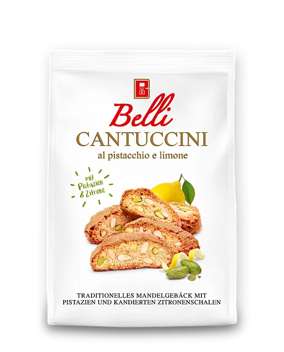 Belli Cantuccini al pistacchio e limone Verpackung Belli Cantuccini al pistacchio e limone